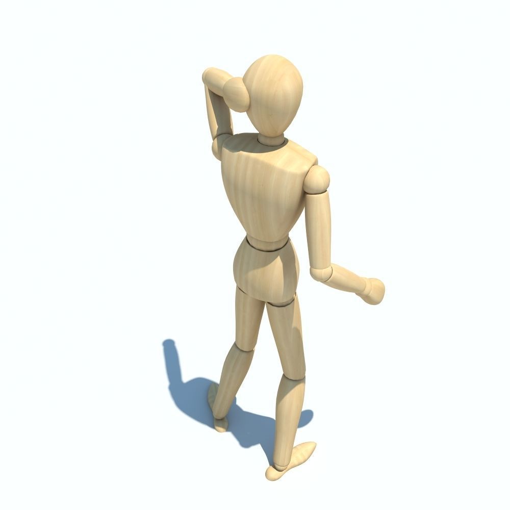 3D Wooden Figure Rigged 3D model_5
