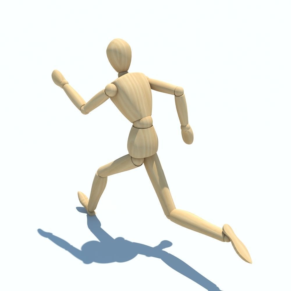 3D Wooden Figure Rigged 3D model_3