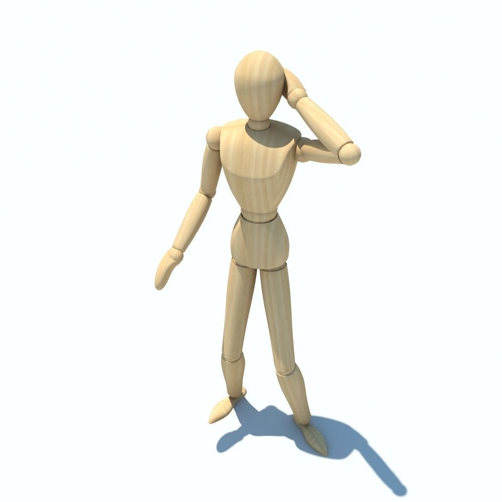 3D Wooden Figure Rigged 3D model_4