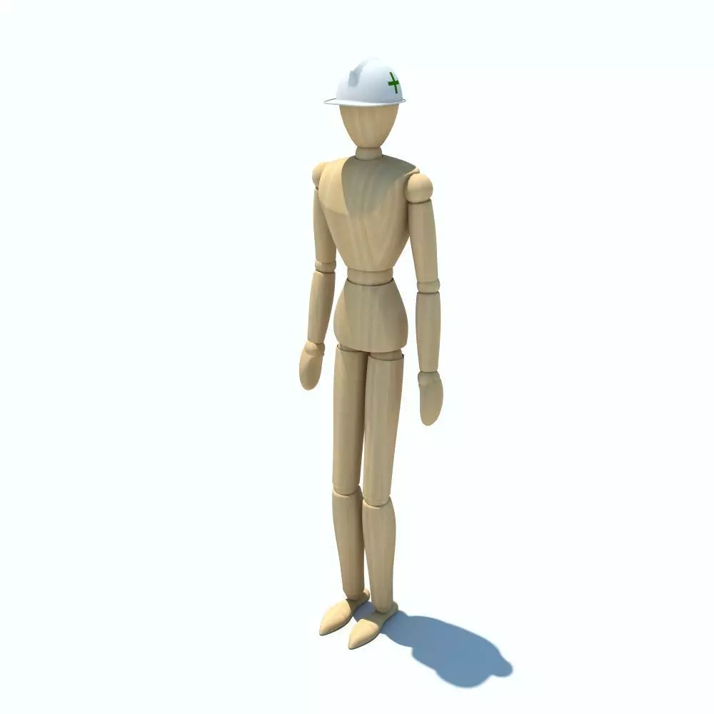 3D Wooden Figure Rigged 3D model_0
