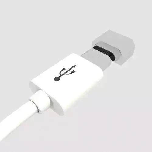 realistic USB 3D model with cable
