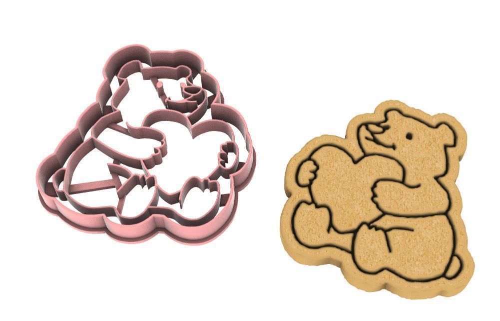 Teddy bear cookie cutter v3 3D print model_4