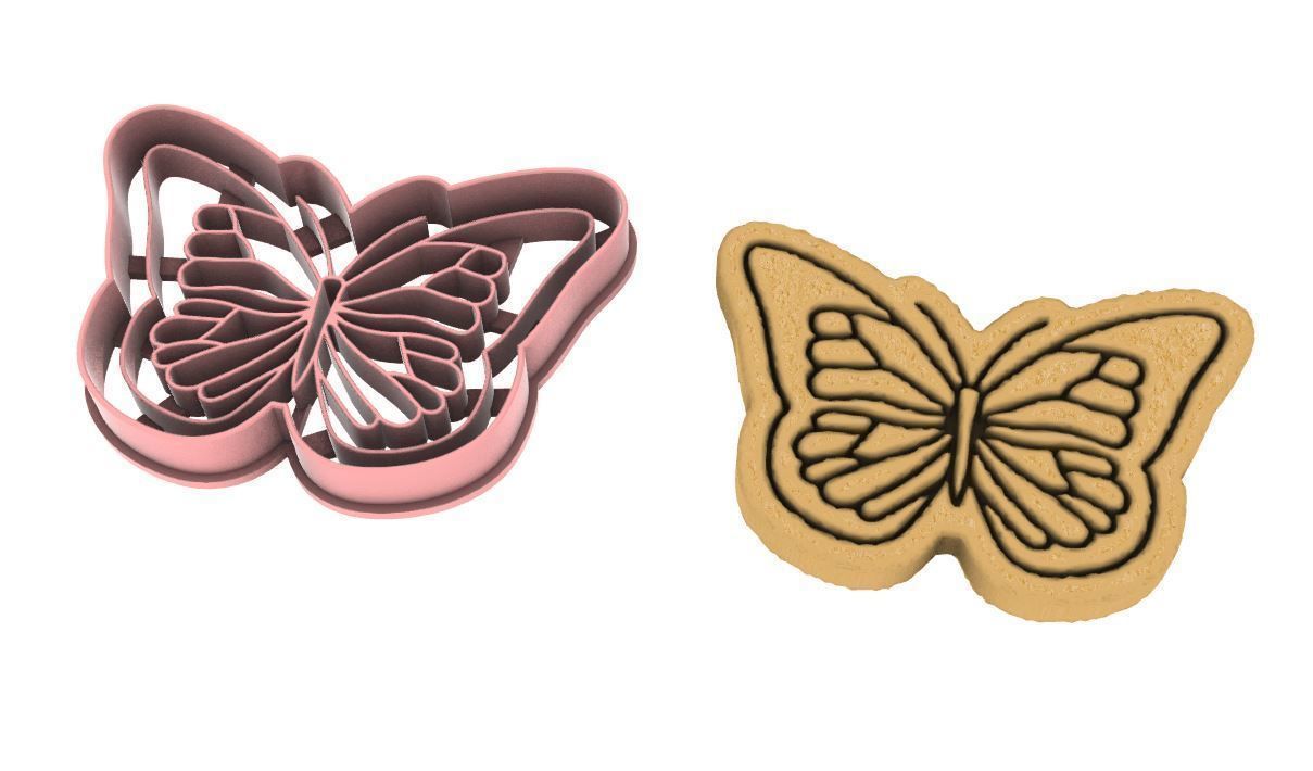 Butterfly cookie cutter 3D print model_5