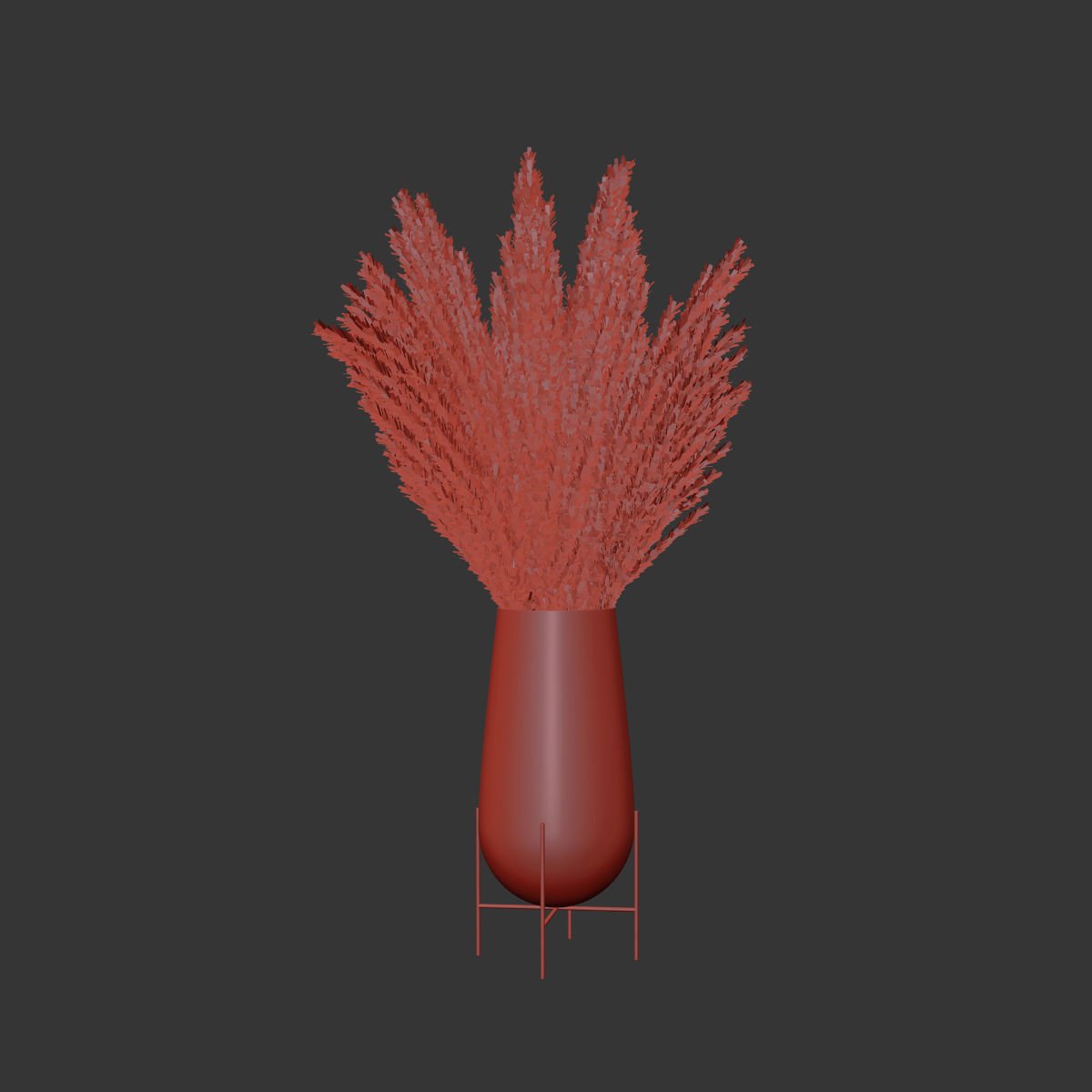 Big dried flower pampas grass in glass vase 5 3D model_7