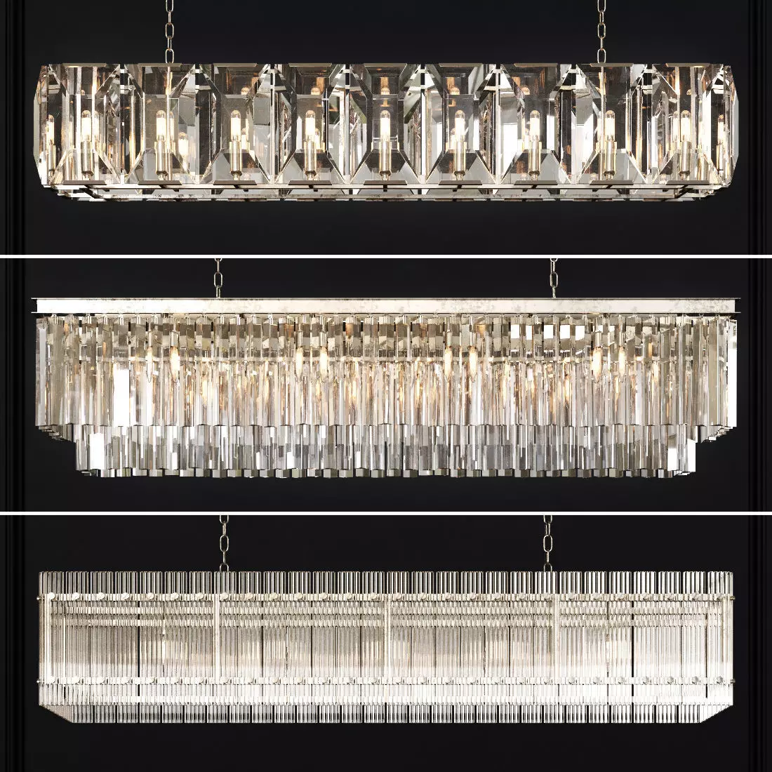 3 type Restoration Hardware Chandelier Set 001 3D model_0