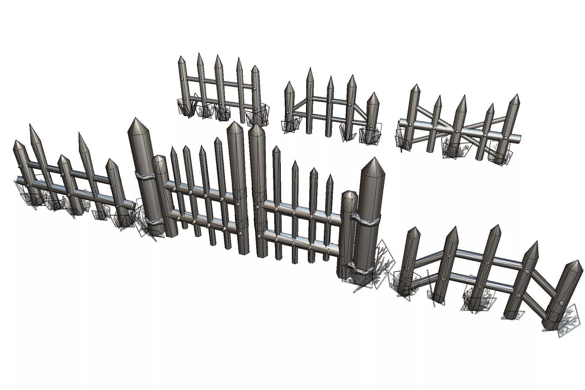 Wooden Fence Set 01 - Low Poly Hand Painted Low-poly 3D model