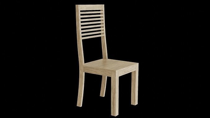 Chair wooden 07 Low-poly 3D model