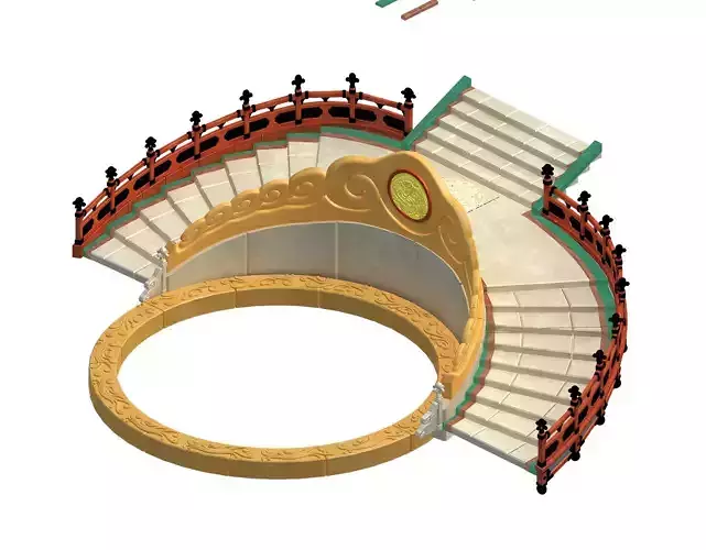 Semi-circular staircase - center platform