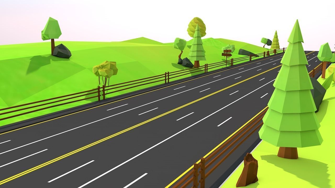 Stylized Endless  Racing Game Environments  Low-poly 3D model_7