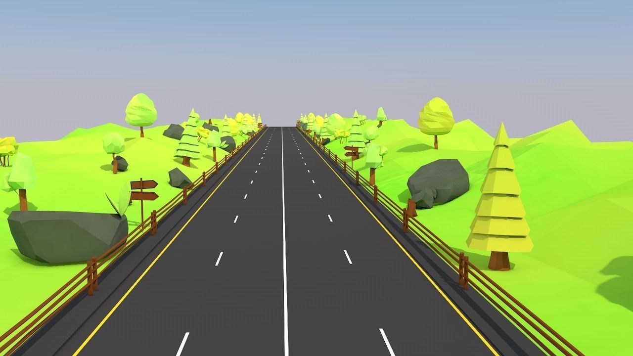 Stylized Endless  Racing Game Environments  Low-poly 3D model_5