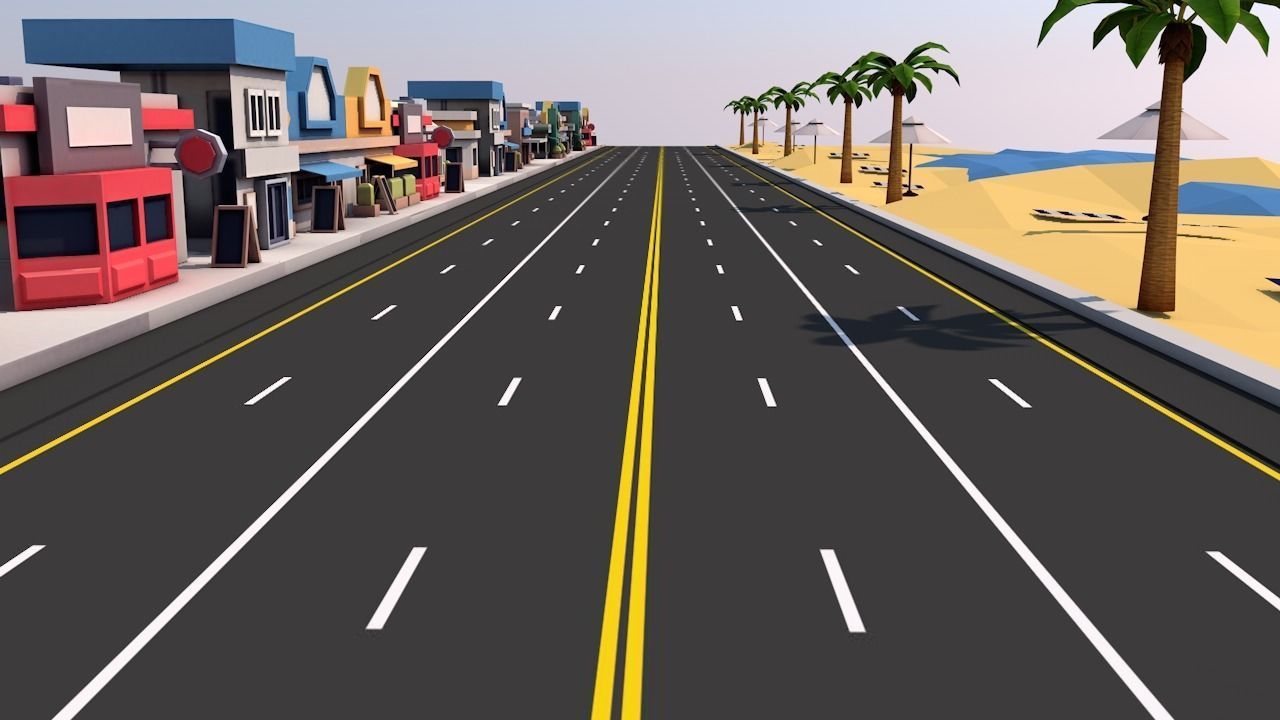 Stylized Endless  Racing Game Environments  Low-poly 3D model_3