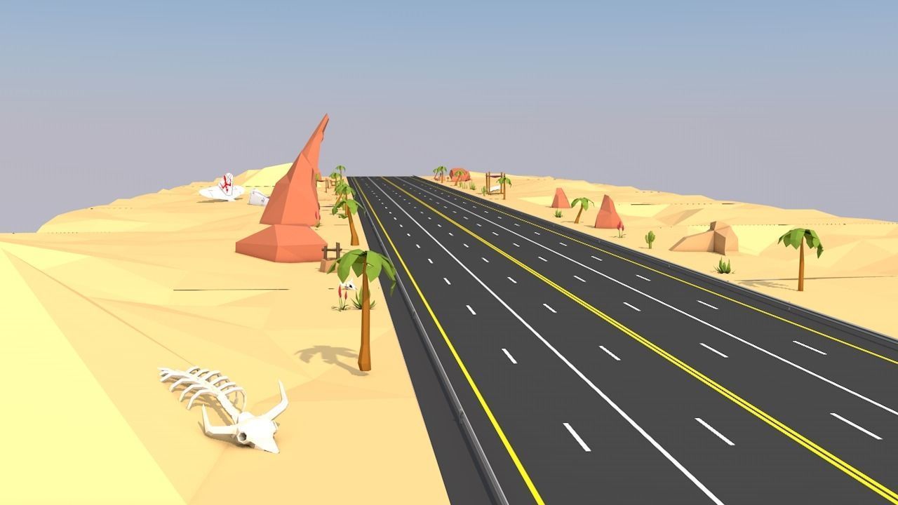 Stylized Endless  Racing Game Environments  Low-poly 3D model_4