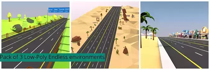 Stylized Endless  Racing Game Environments 