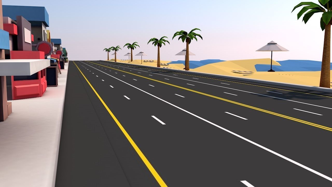 Stylized Endless  Racing Game Environments  Low-poly 3D model_2