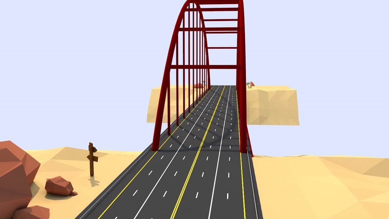 Stylized Endless  Racing Game Environments  Low-poly 3D model_8