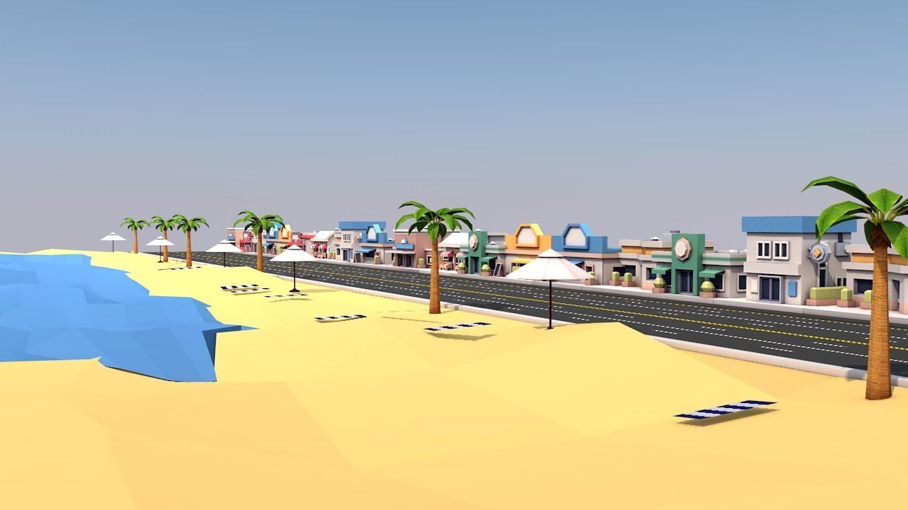 Stylized Endless  Racing Game Environments  Low-poly 3D model_1