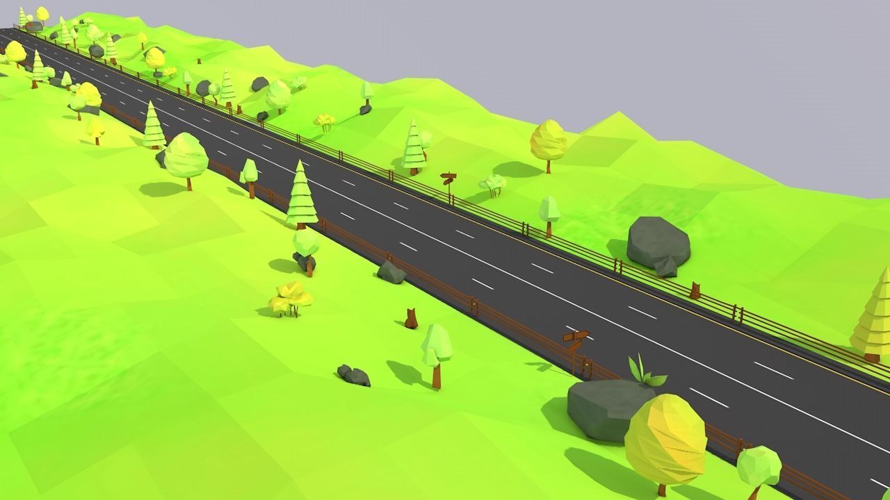 Stylized Endless  Racing Game Environments  Low-poly 3D model_6