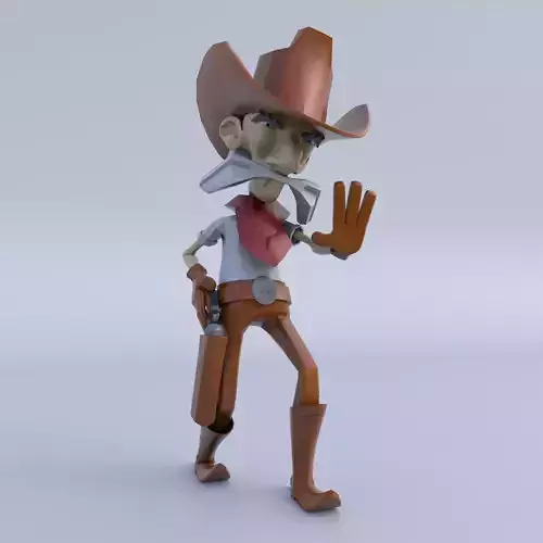 Cartoon Old Cowboy Character Low-poly 3D model