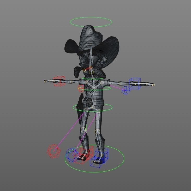 Cartoon Old Cowboy Character Low-poly 3D model_4