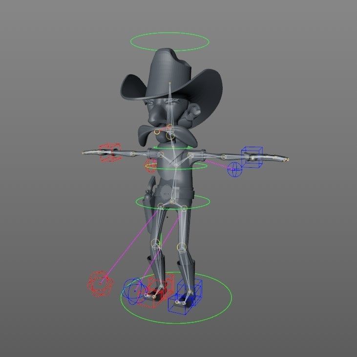 Cartoon Old Cowboy Character Low-poly 3D model_3