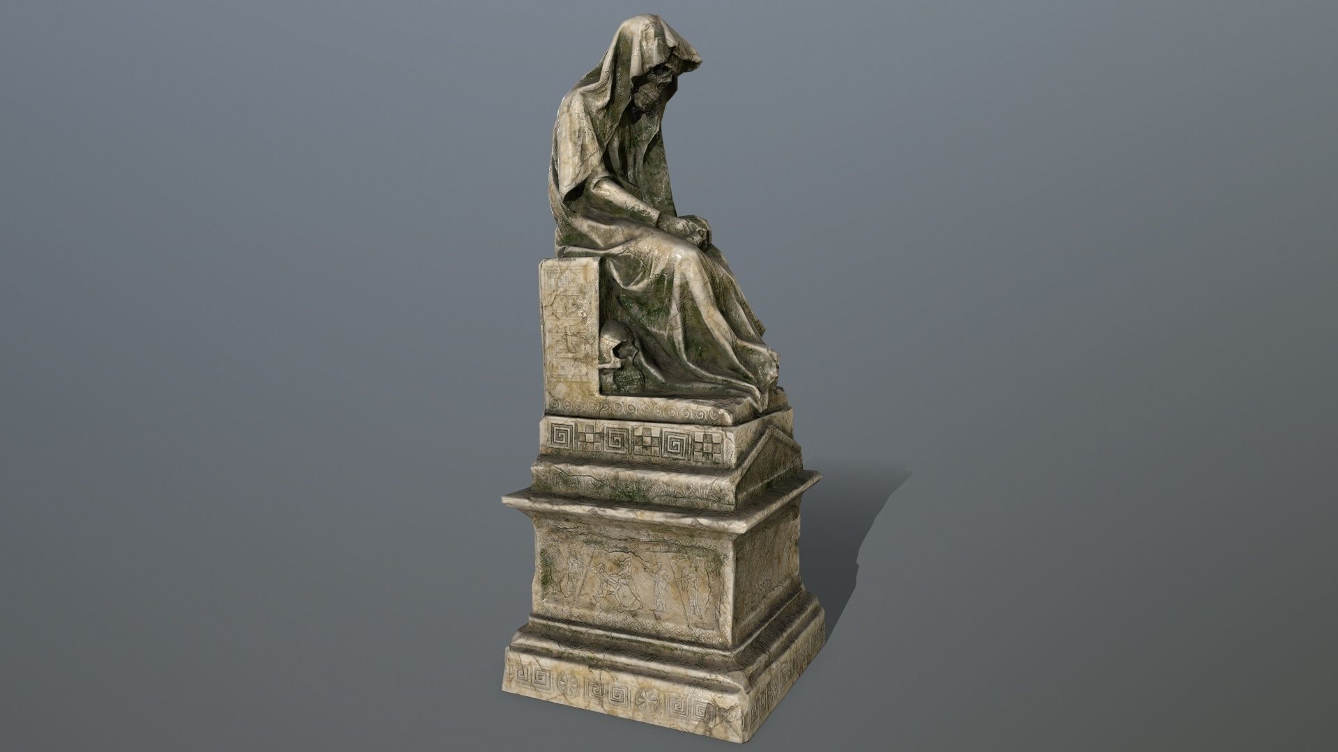statue with cloak Low-poly 3D model_7