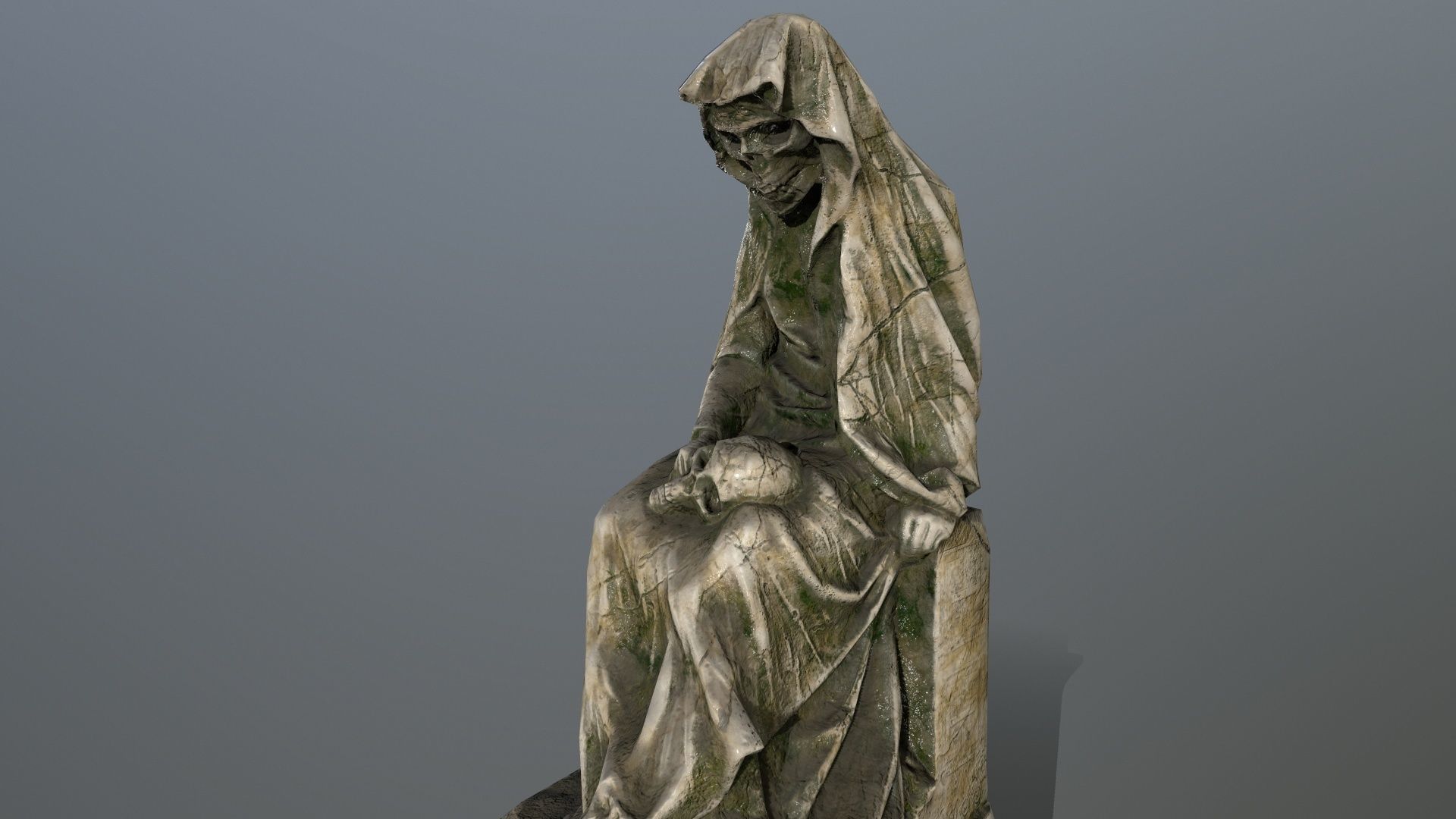 statue with cloak Low-poly 3D model_5