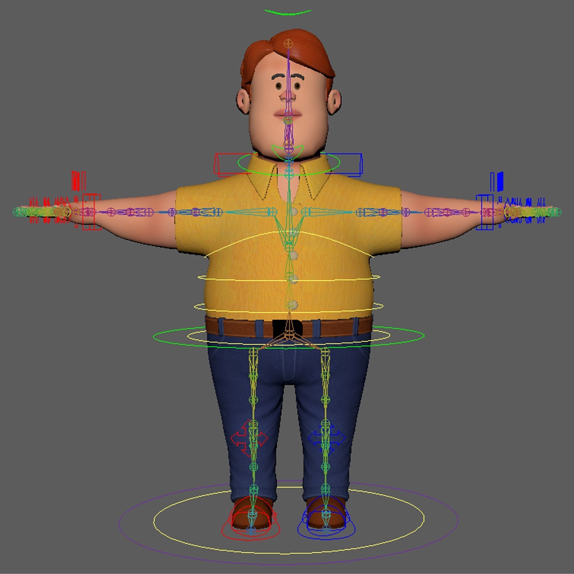 Cartoon Man Rigged V02 Low-poly 3D model_2