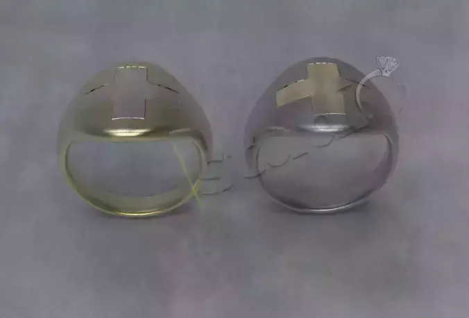 Gavello ring with cross on it split parts 3d model