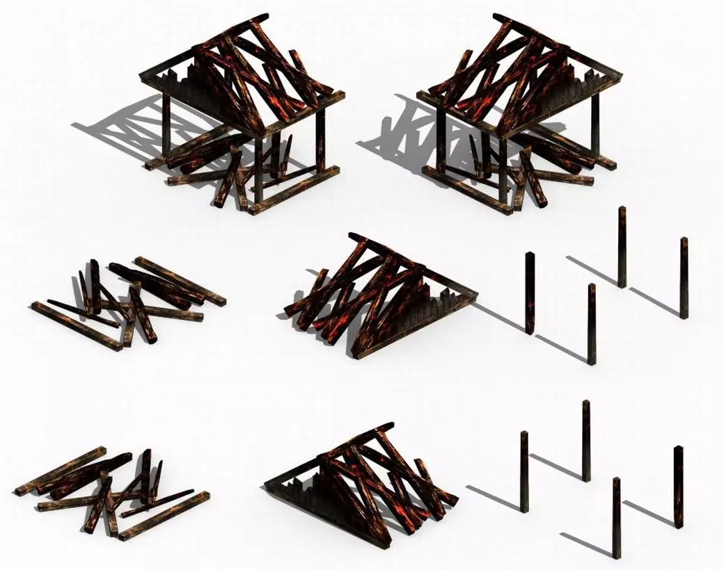 Burned - house 3D model_0