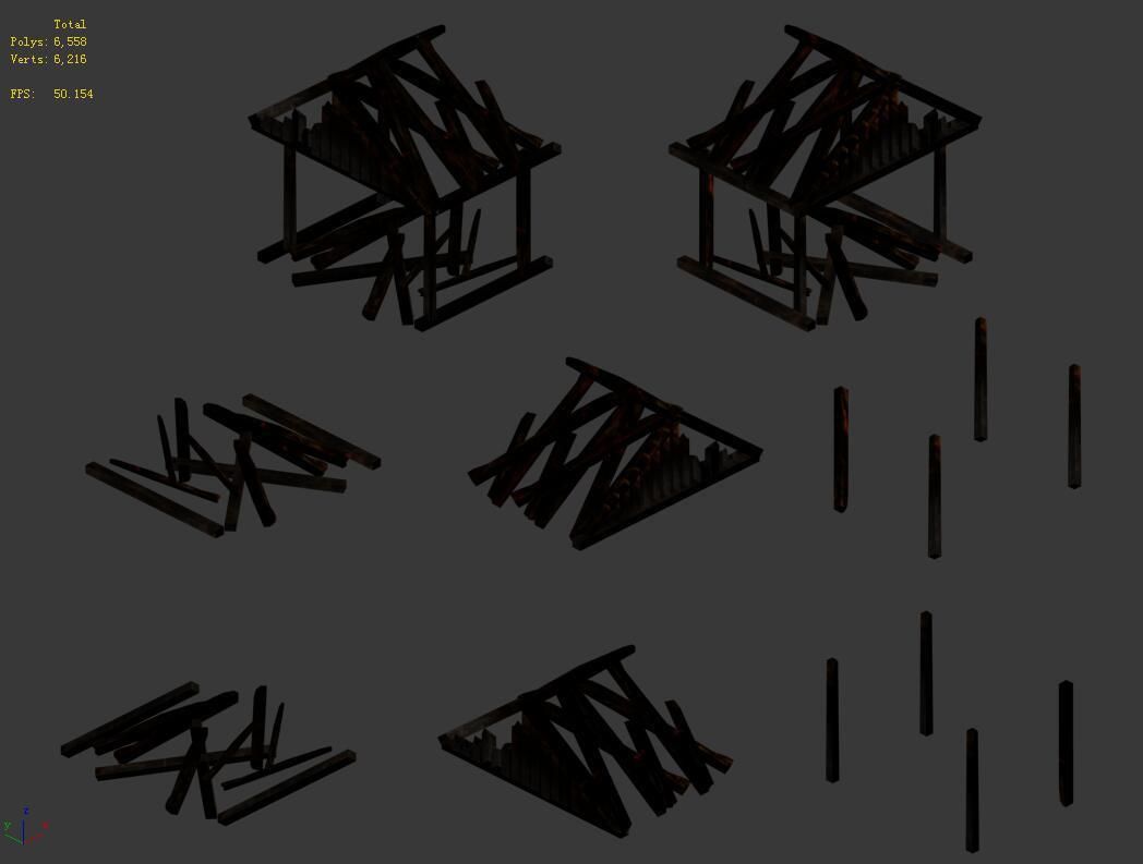 Burned - house 3D model_2