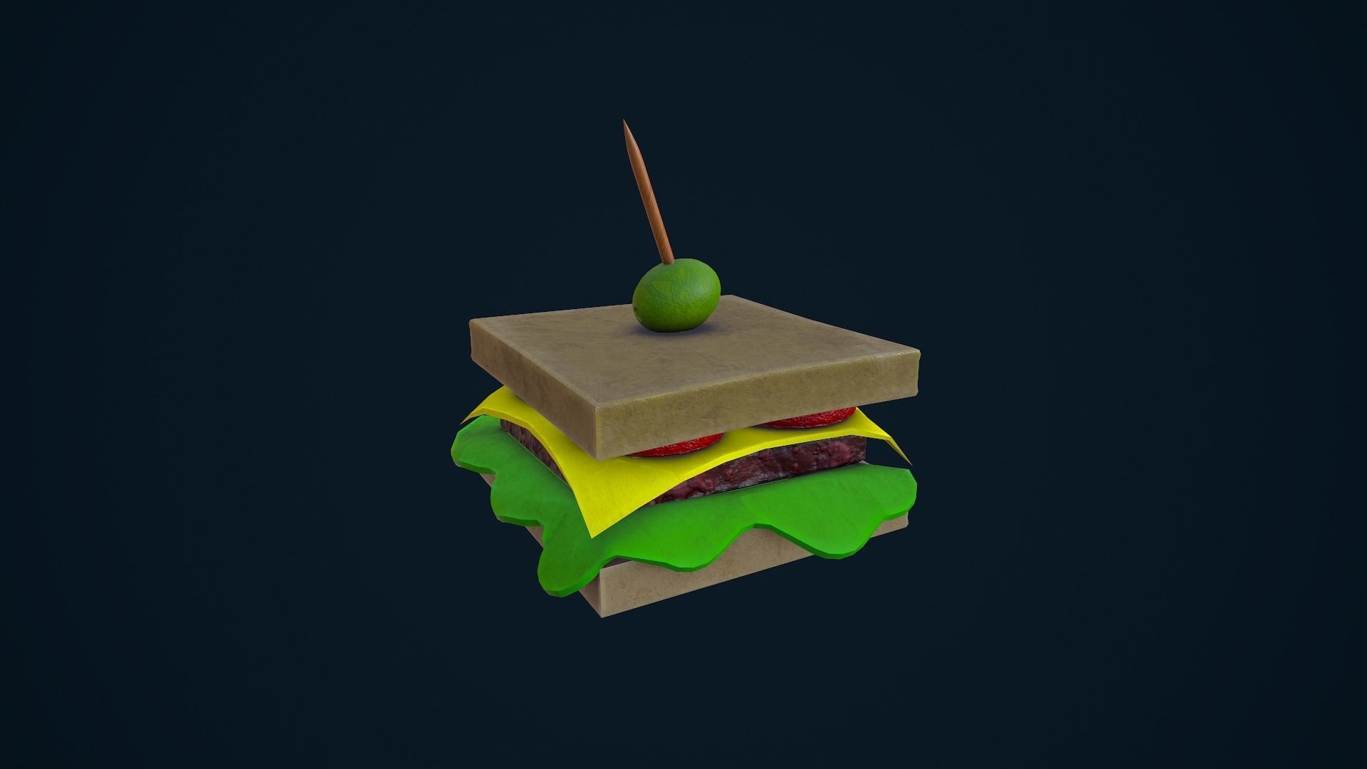 Stylized Sandwich Low-poly 3D model_2