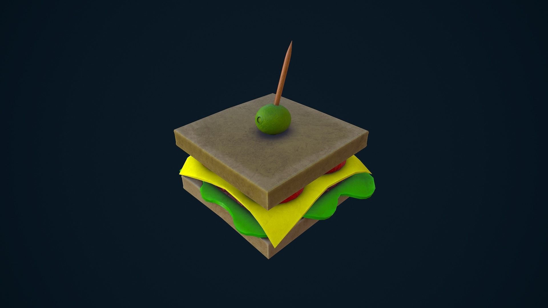 Stylized Sandwich Low-poly 3D model_6