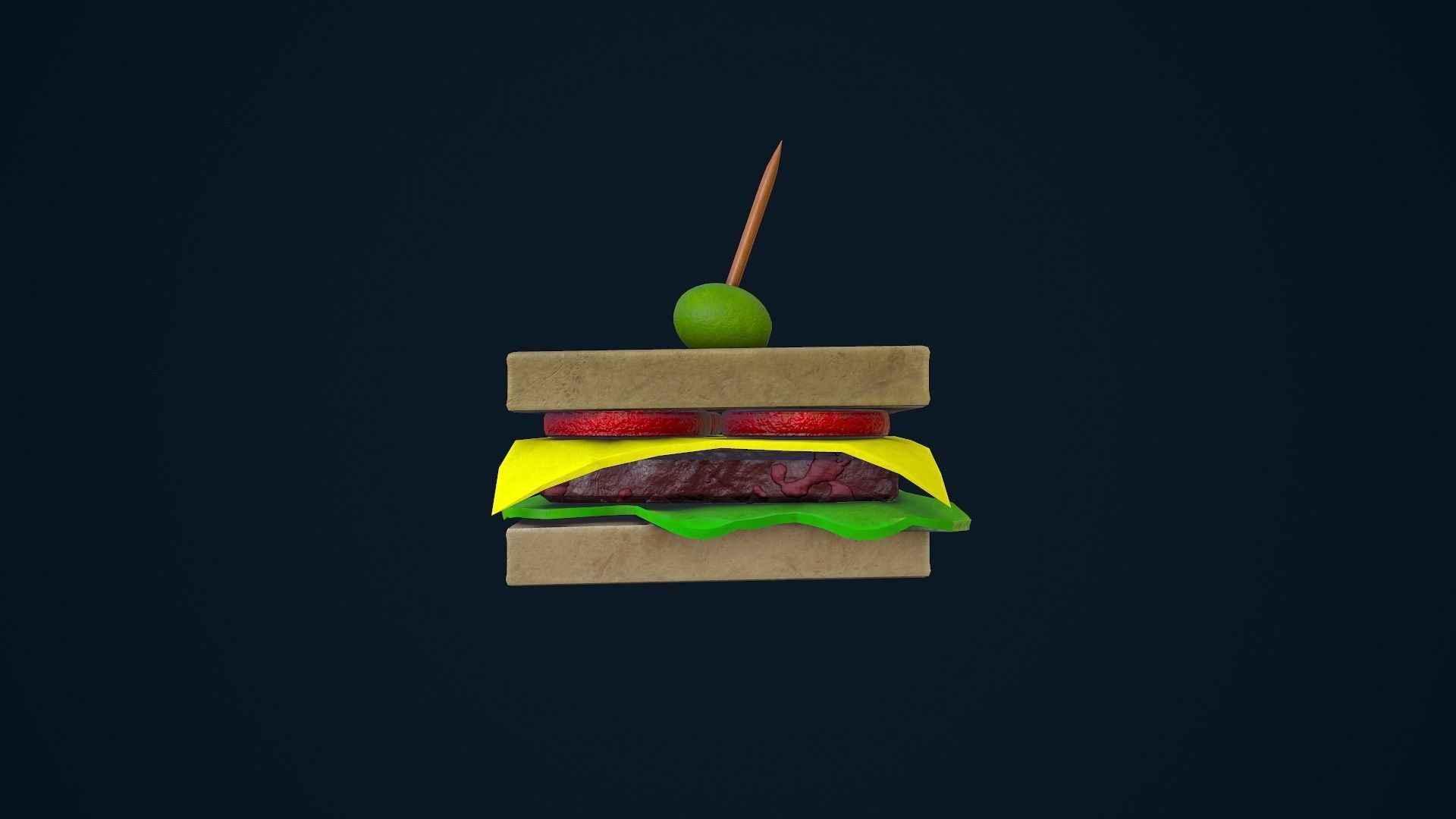 Stylized Sandwich Low-poly 3D model_7