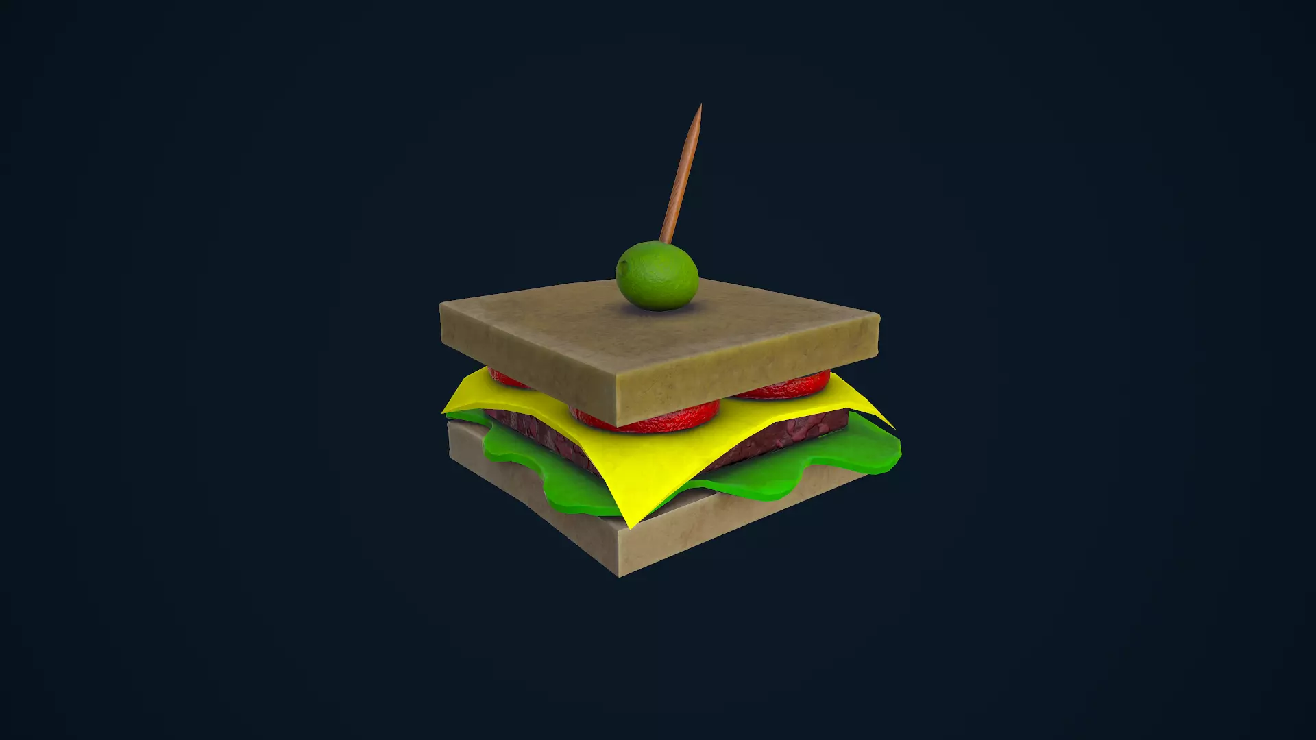 Stylized Sandwich Low-poly 3D model_0