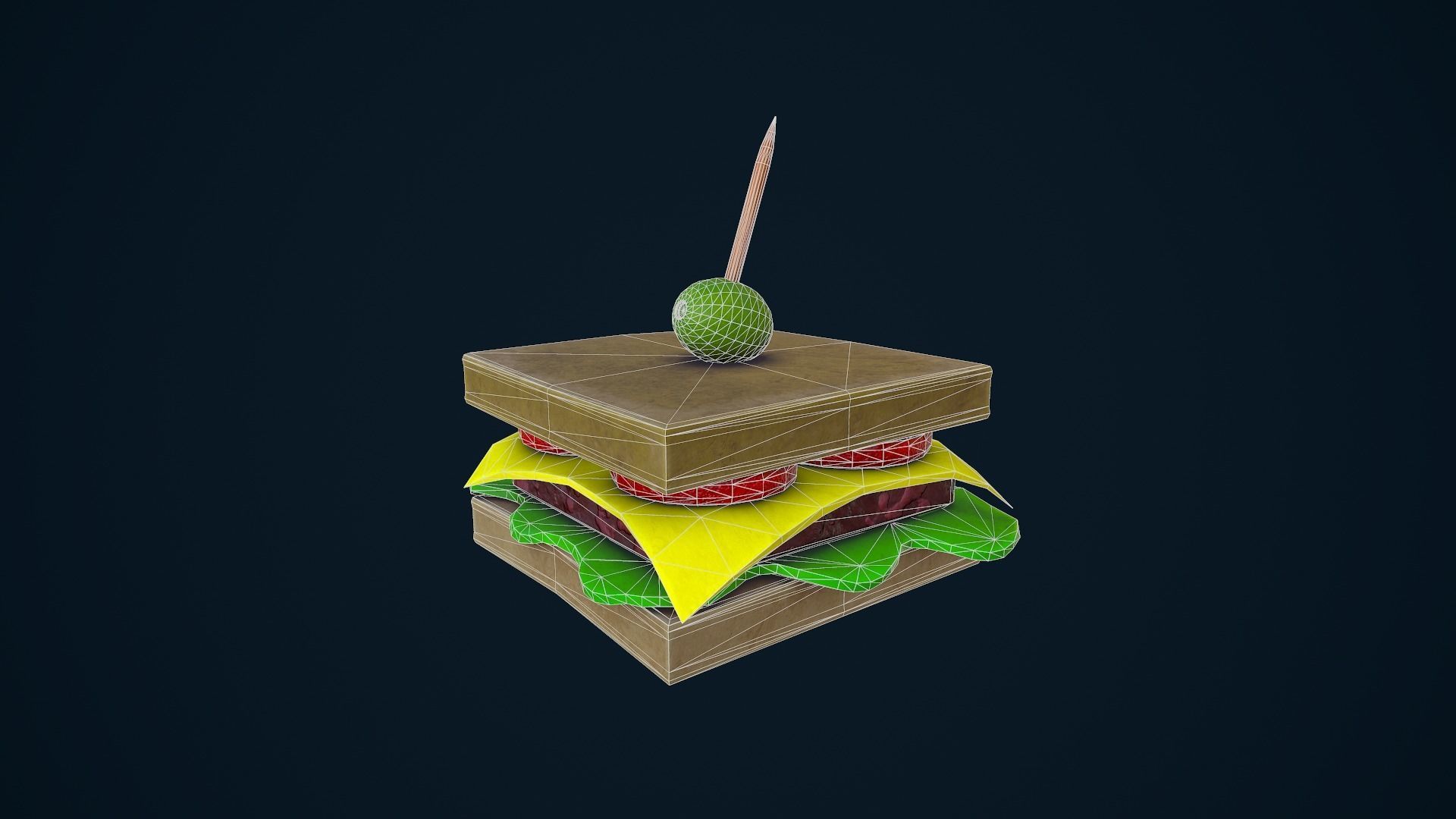Stylized Sandwich Low-poly 3D model_11
