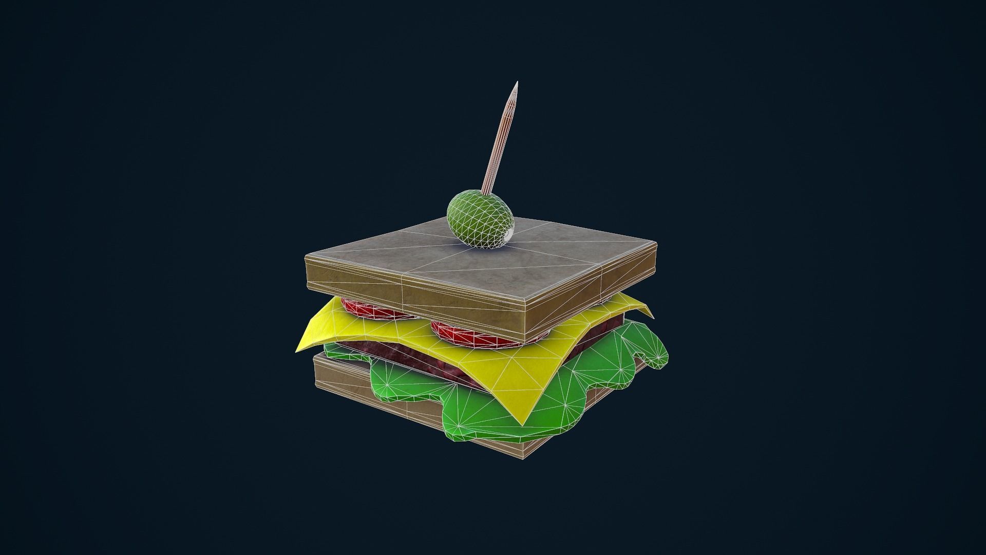 Stylized Sandwich Low-poly 3D model_10