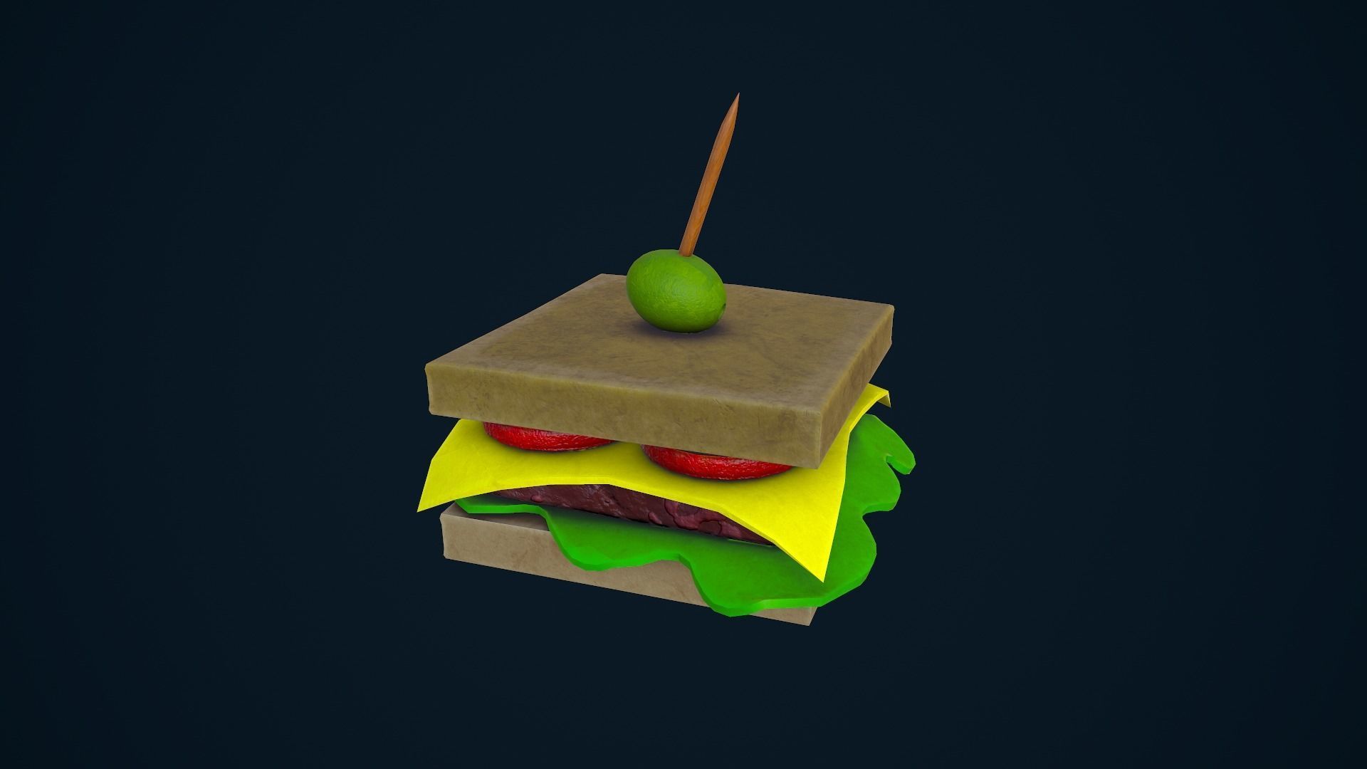 Stylized Sandwich Low-poly 3D model_9