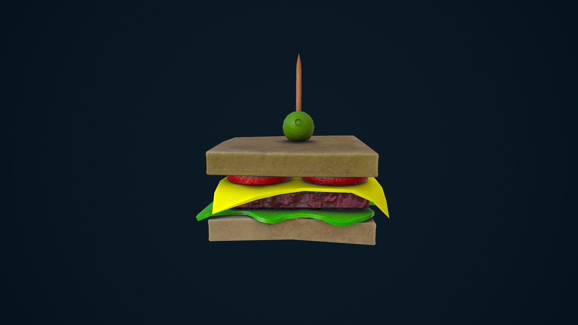 Stylized Sandwich Low-poly 3D model_5