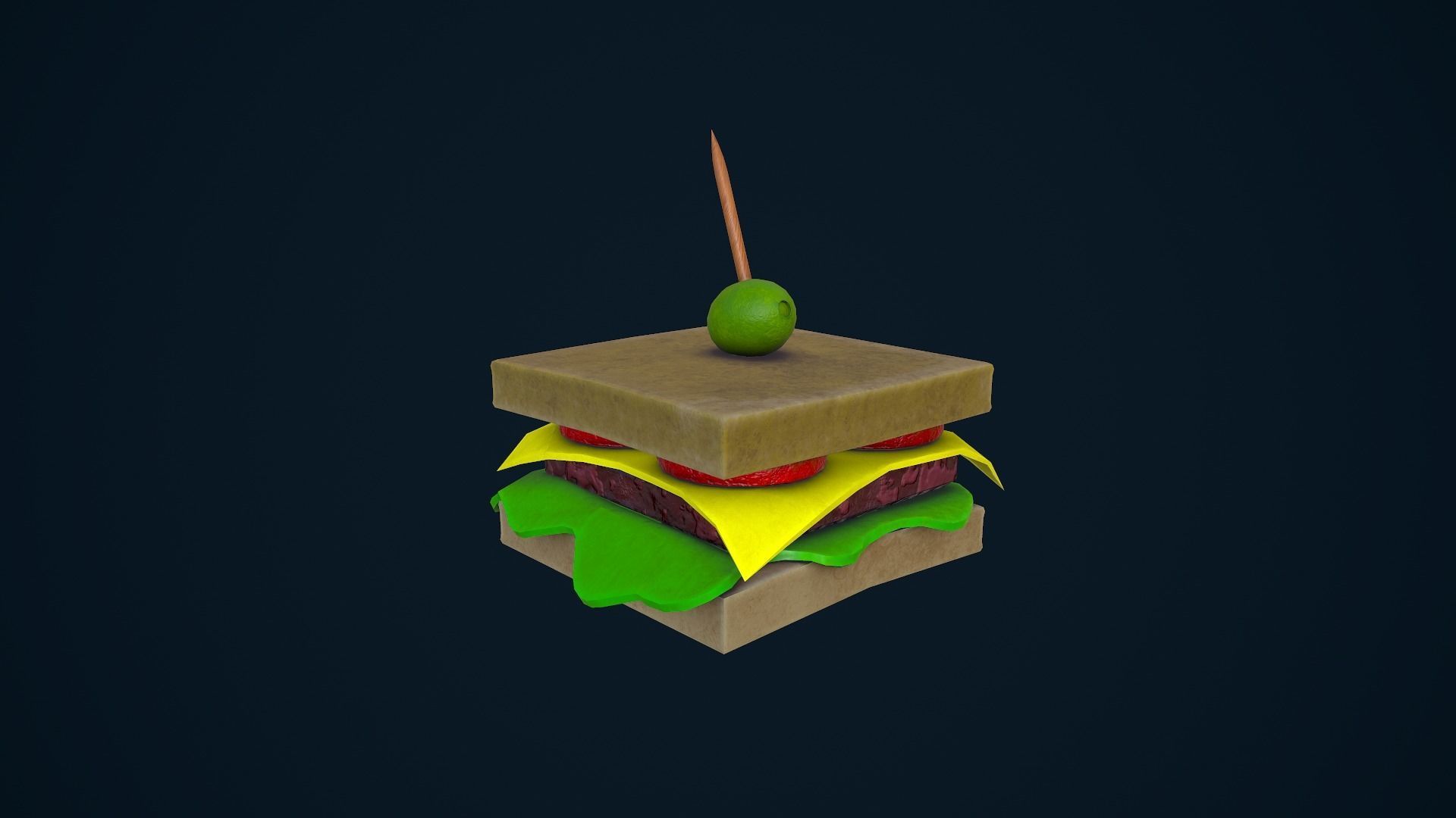 Stylized Sandwich Low-poly 3D model_4