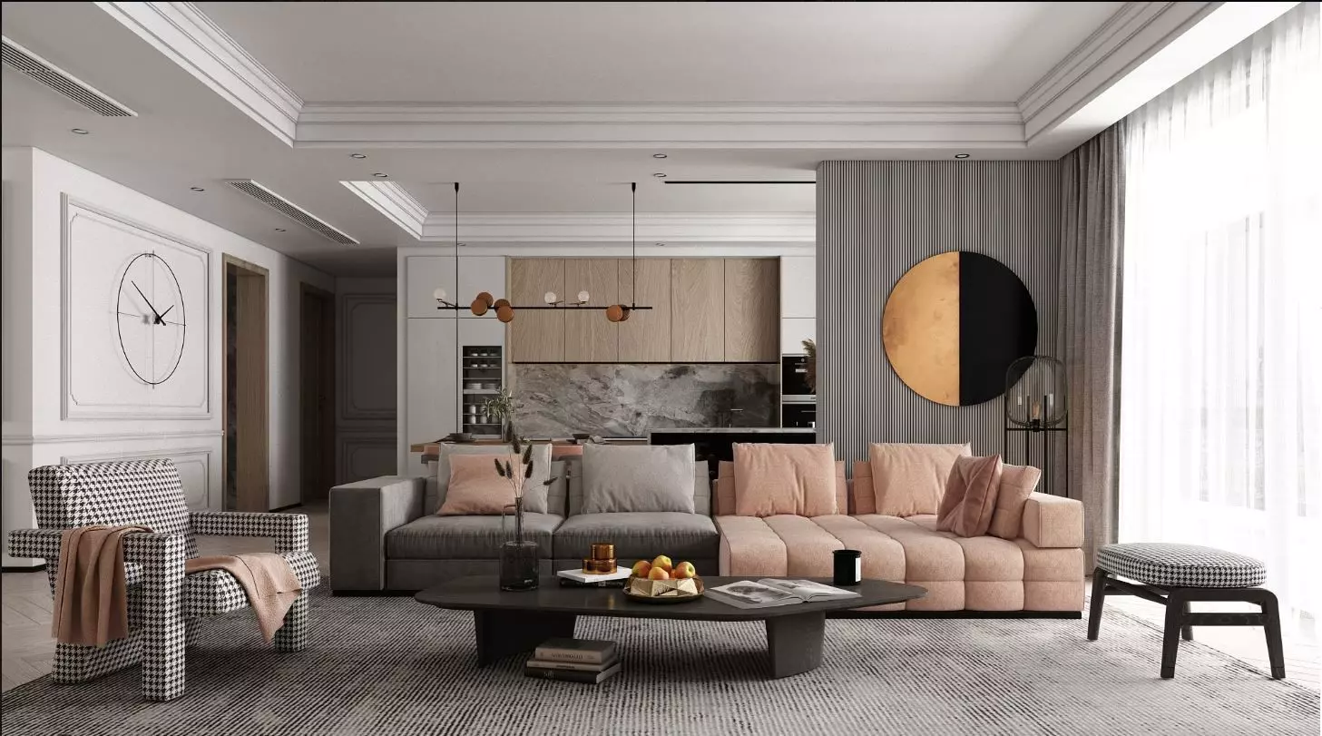 Living room Low-poly 3D model_0