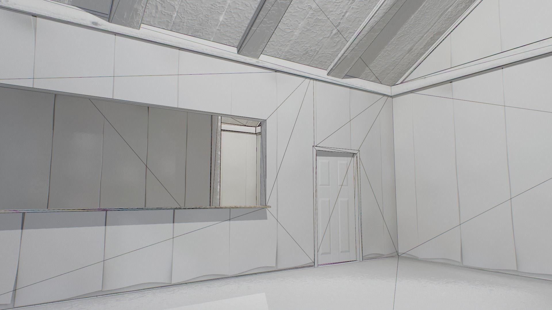 Motel wooden house with roof Low-poly 3D model_9