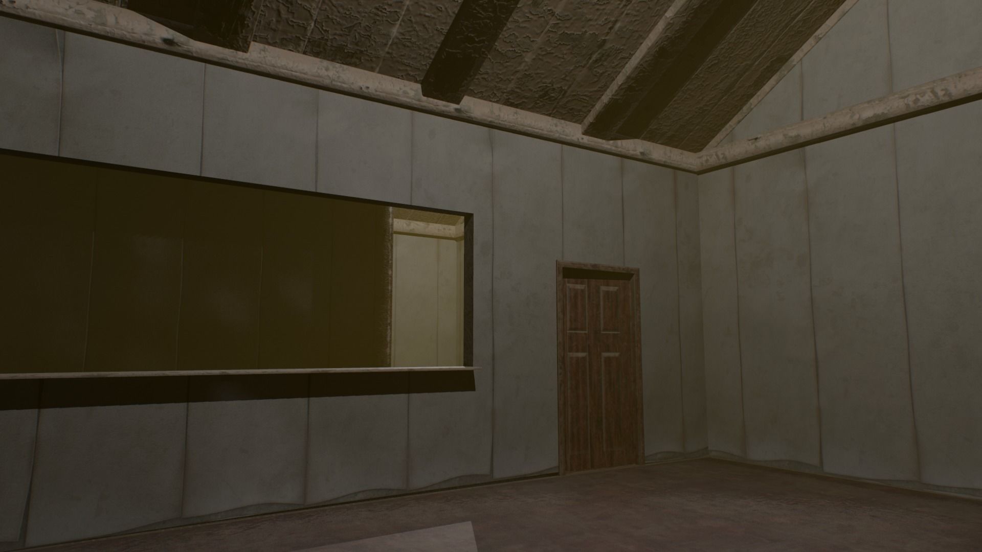 Motel wooden house with roof Low-poly 3D model_8