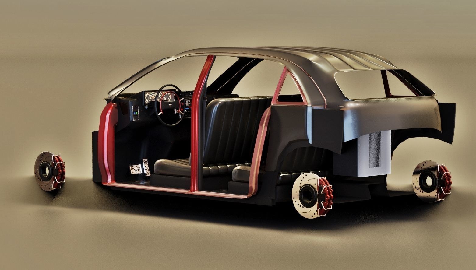 Affekta 300 Old timer concept car best of design game ready HD Low-poly 3D model_39