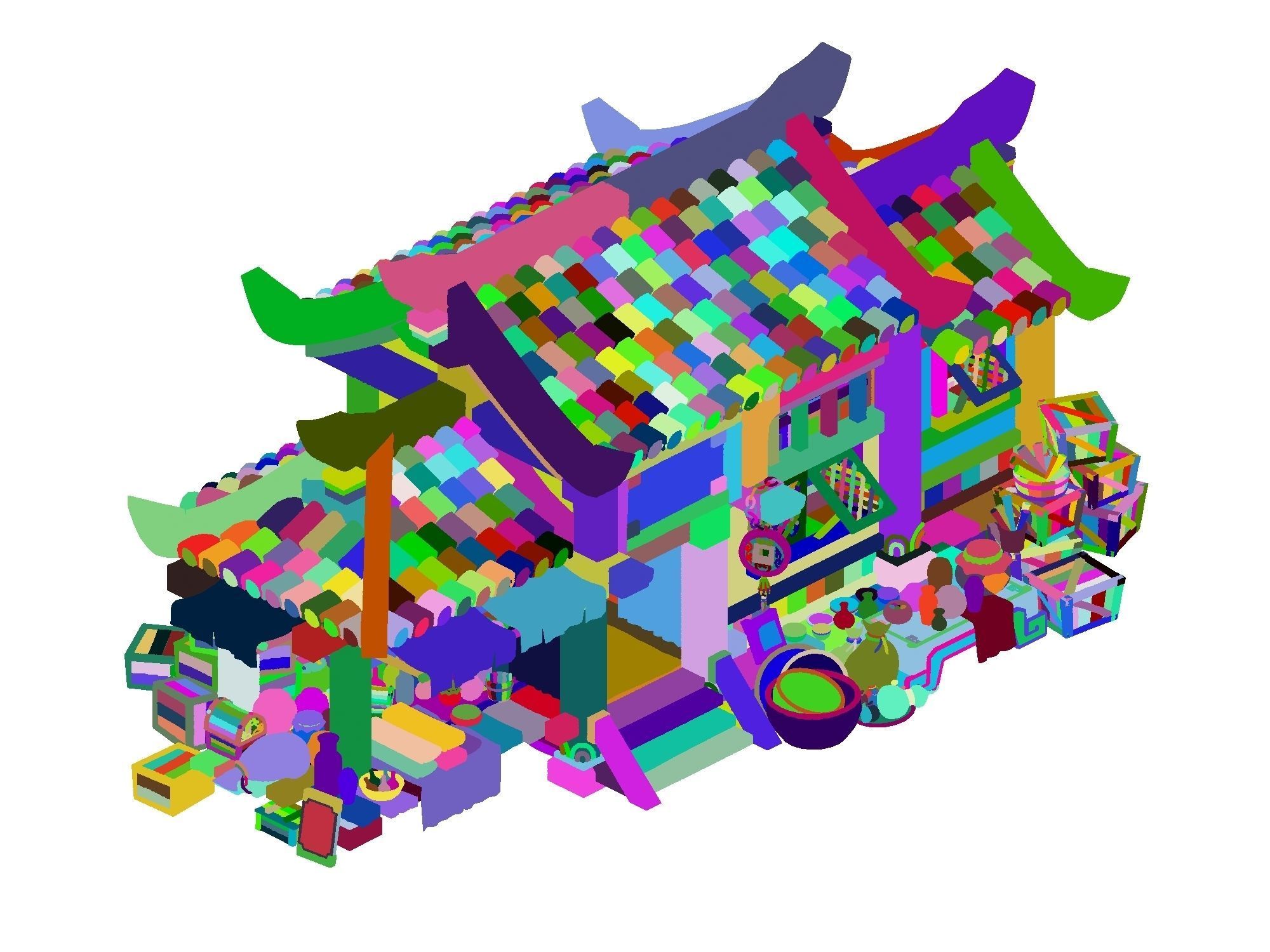 Ancient capital building - debris shop 3D model_1