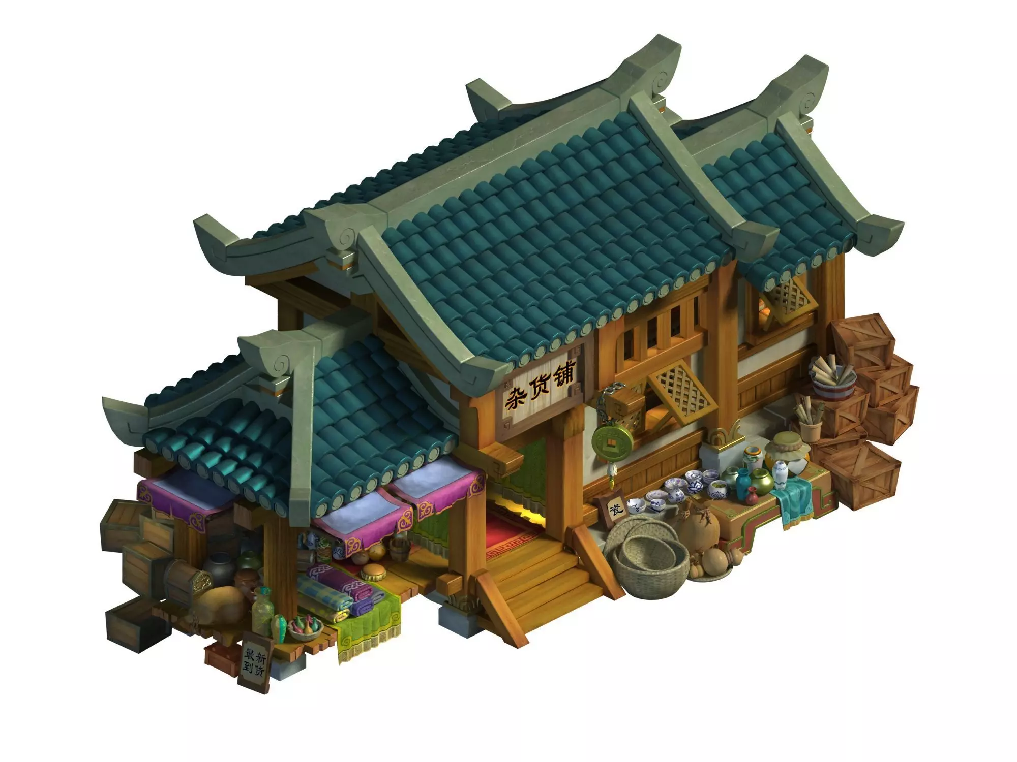 Ancient capital building - debris shop 3D model_0