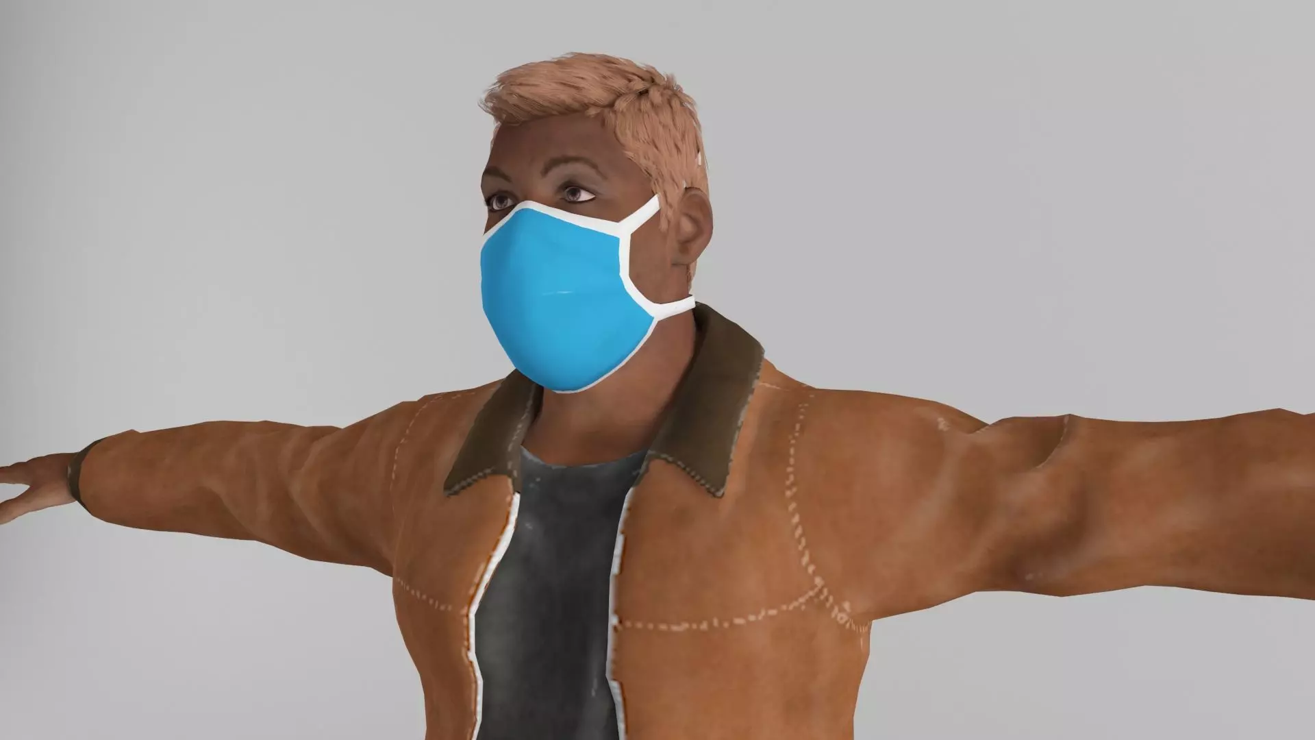 Corona Semi Realistic Human Character Low-poly 3D model_0