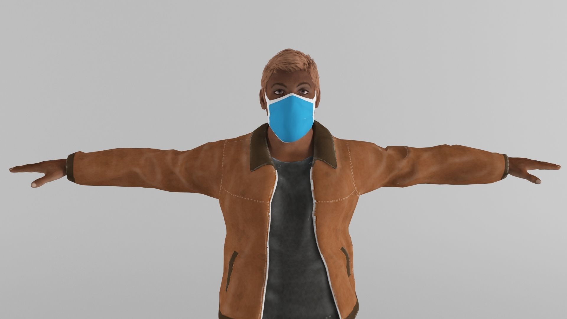 Corona Semi Realistic Human Character Low-poly 3D model_1