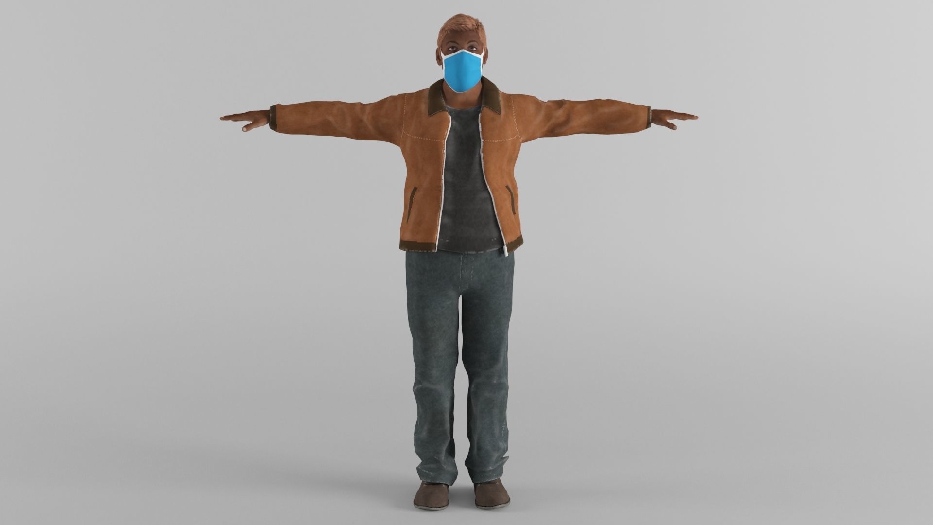 Corona Semi Realistic Human Character Low-poly 3D model_2