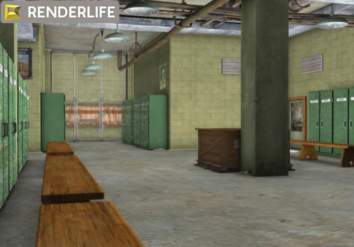 Vintage Locker room interior 3D model_5