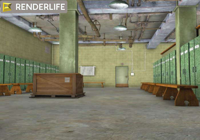 Vintage Locker room interior 3D model_1